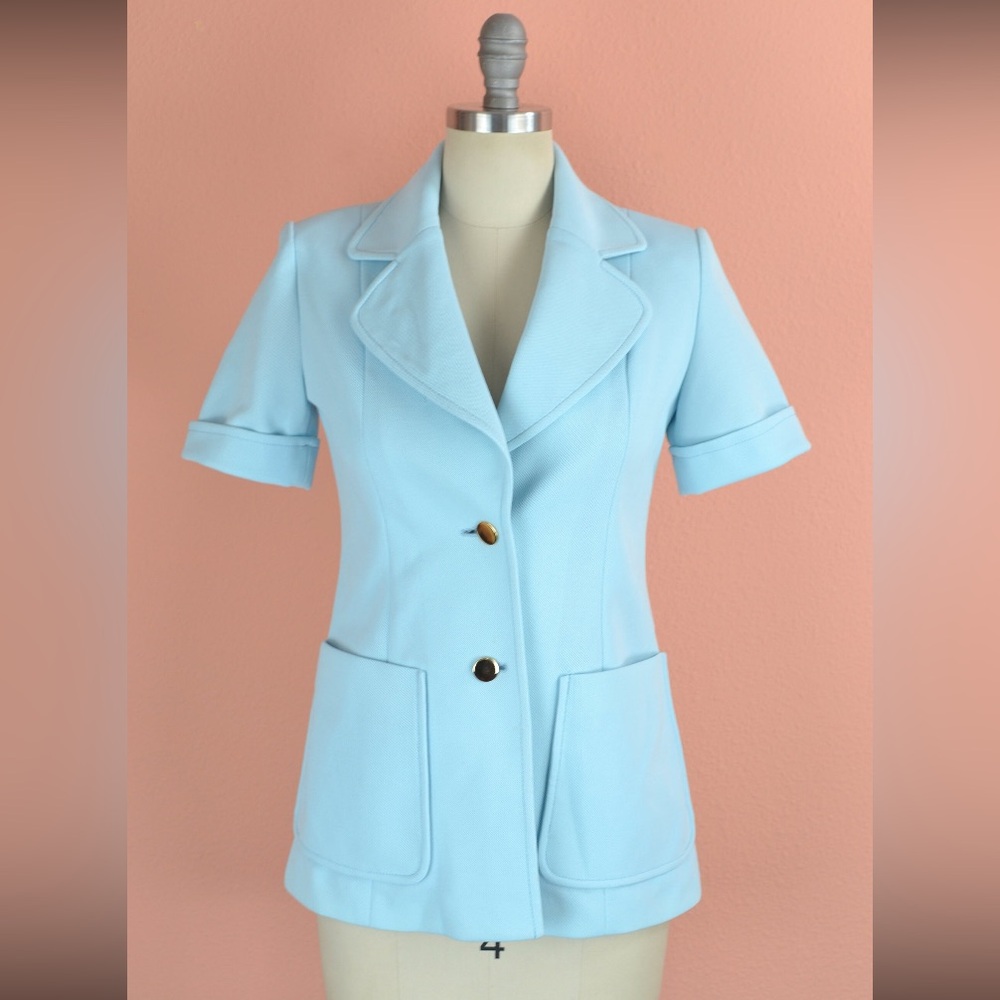 Sky Blue Women's Short Sleeve Blazer